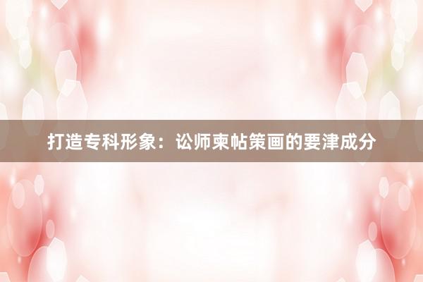 打造专科形象：讼师柬帖策画的要津成分